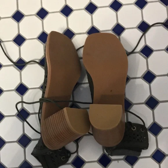 New Free People Lahaina Woven Heels Green 9 - Picture 15 of 16